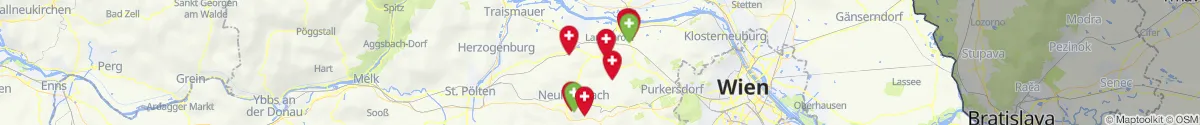 Kartenansicht für Apotheken-Notdienste in der Nähe von Michelhausen (Tulln, Niederösterreich)